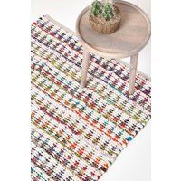 HOMESCAPES Chindi Rug Handwoven Multi-Coloured Recycled Chindi Diamond Pattern Rug, 160 x 230 cm