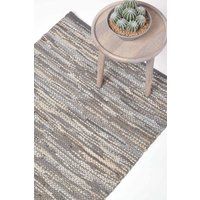 Denver Leather Woven Rugs Black and Chocolate, Modern, Rectangle