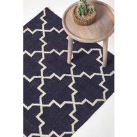Handmade Cotton & Wool Kilim Rugs Runner Multi Coloured Geometric Diamond Carpet