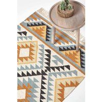 Handmade Cotton & Wool Kilim Rugs Runner Multi Coloured Geometric Diamond Carpet