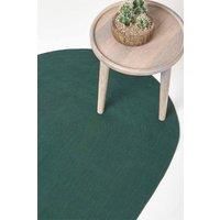 HOMESCAPES Dark Green Handmade Braided Oval Rug For Bedroom & Living Room Reversible Woven Cotton Small Rug, 60 x 90 cm