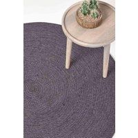 HOMESCAPES Grey and Black Handwoven Braided Melange Rug 120cm Round Pattern Large Cotton Rug
