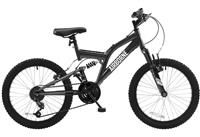 Piranha 24 Inch Airborne Dual Suspension Unisex Bike - Black