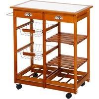 Rolling Kitchen Trolley Island Butcher Wooden Fruit Rack Storage Drawer Wheel