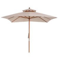 3x3m Patio Garden Sun Umbrella Sunshade Folding Bamboo Parasol W/ 2 Pulley