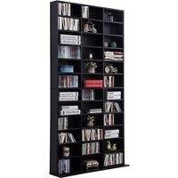 HOMCOM DVD CD Storage Shelf Rack Media Storage Unit Shelves Racks Wooden Shelf Bookcase Display Unit Adjustable (Black)