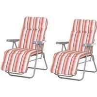2 Adjustable Sun Lounger Reclining Garden Deck Chair Recliner Relaxer w/ Cushion