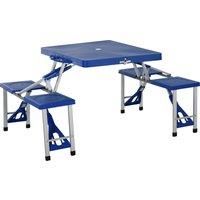 Outsunny Portable Picnic Table W/ Bench Set-Blue