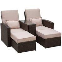 Outsunny Outdoor Garden Rattan Sofa Lounger Recliner Wicker Patio Furniture Set