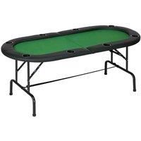 HOMCOM Poker Table 1.85m Folding Top for 8 Players Casino with Chip Trays Drink Holders