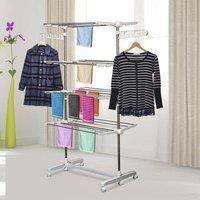 HOMCOM 4 Layers Folding Clothes Hanger Stand Dryer Rack Holding
