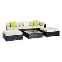 Outsunny Garden Patio Rattan Corner Sofa Table Set Wicker Weave Conservatory