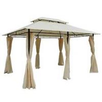 Outsunny 3 x 4m Outdoor 2Tier Steel Frame Gazebo with Curtains Outdoor Backyard