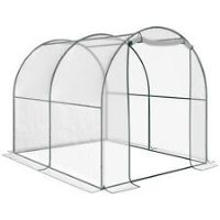 Walk In Transparent Polytunnel Greenhouse w/ Roll Up Door PVC Cover, 2.5 x 2m