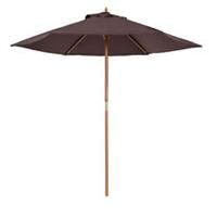 Outsunny 2.5m Wooden Garden Parasol Sun Shade Outdoor Umbrella Canopy Coffee