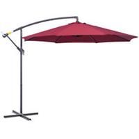 Outsunny Garden Parasol Sun Shade Cantilever Patio Wine Red