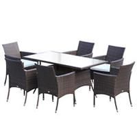 Outsunny 7pc Rattan Garden Furniture Dining Set Wicker Patio Conservatory Seater