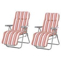 Outsunny Set of 2 Adjustable Sun Lounger Recliner Reclining Seat Orange/White