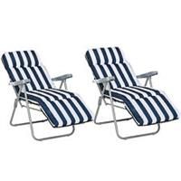 Outsunny Set of 2 Folding Sun Lounger Recliner Chairs Daybed Cushioned