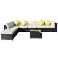 Outsunny 8pc Rattan Sofa Garden Furniture Aluminium Outdoor Patio Set