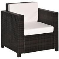 Garden Patio Rattan Wicker Furniture Single Cube Chair Sofa Outdoor Brown