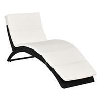 Outsunny Garden Rattan Sun Lounger Patio Pool Recliner Chaise Chair Black