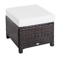 Outsunny Rattan Footstool Wicker Ottoman w/ Padded Seat for Backyard Garden