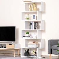 Storage Bookcase 6 Shelves Wood Bookshelf S Shape Display Unit Home Furniture