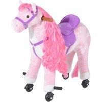 HOMCOM Child Mechanical Walking Ride on Horse Toy Plush Walk Pony Sound