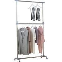 Heavy Duty Adjustable Clothes Hanger Storage Clots Rail Garments Shelf Wheels