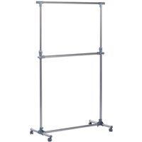 HOMCOM Garment Rail Adjustable Portable Clothes Hanging Stand Rack Wheels