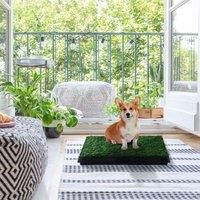 PawHut Dog Toilet Pet Potty 2 Layer Grass Mat Trainer Tray Training Portable NEW