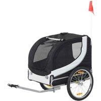 PawHut Steel Dog Bike Trailer Pet Cart Carrier for Bicycle Jogger Kit Water Resistant Travel White and Black