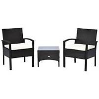 Outsunny 3PC Rattan Furniture Bistro Set Garden Chair Table Patio Outdoor Wicker