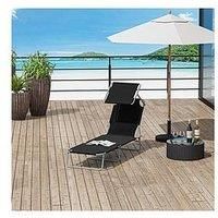 Reclining Sun Lounger Chair Folding Recliner Garden Adjustable Patio W/ Sunshade