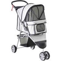 PawHut Pet Travel Stroller Cat Dog Pushchair Trolley Puppy Jogger Carrier Three Wheels (Gray)