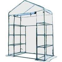 Outsunny 4 Tiers 8 Shelves Metal Frame Walk in Portable Greenhouse Transparent 143 L x 73W x 195H cm