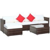 Garden Patio Rattan Furniture 6 pcs Wicker Weave Sofa Chairs Table Set Brown