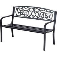 2 Seater Metal Garden Bench Loveseat Outdoor Park Porch Chair