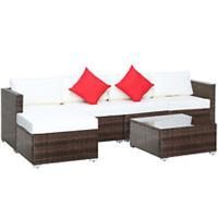 Outsunny 6 Pieces Rattan Furniture Set Garden Sofa Conservatory Wicker Brown