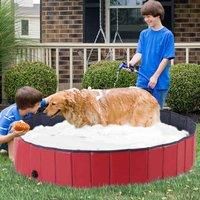 PawHut Pet Pool Swimming Indoor & Outdoor w/ Foldable Pool - Red Wine