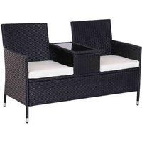 2 Seater Rattan Chair Garden Furniture Wicker Patio Love Seat Outdoor With Table