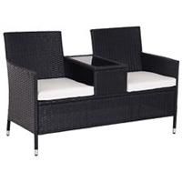 Outsunny Rattan Chair Garden Furniture Patio Companion Love Seat Table Black New