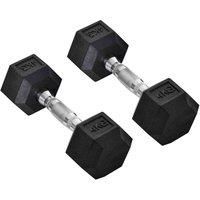 HOMCOM 2x4kg Rubber Dumbbell Sets Hexagonal Weight Fitness Workout Lifting Home