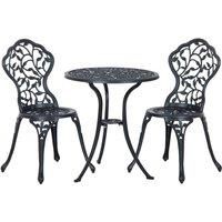 3 Pcs Cast Aluminum Bistro Set Garden Furniture Dining Table Chairs