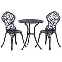 Outsunny Cast Aluminum Bistro Set Garden Coffee Table Chair Outdoor Dining Seat