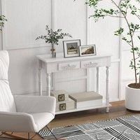 Homcom Console Table 2 Drawer Hall Table Wood Storage Shelf White
