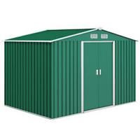 Outsunny 9 X 6FT Outdoor Storage Garden Shed Sliding Door Galvanised Metal Green