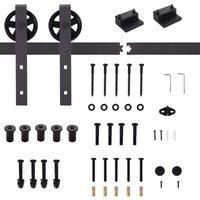 HOMCOM Modern Sliding Barn Door Closet Hardware Track Kit Track System Unit for Single Wooden Door 6FT/1830mm