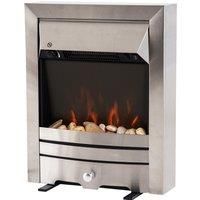 HOMCOM Electric Fireplace Stainless Steel 2KW Heater LED Fire Flame